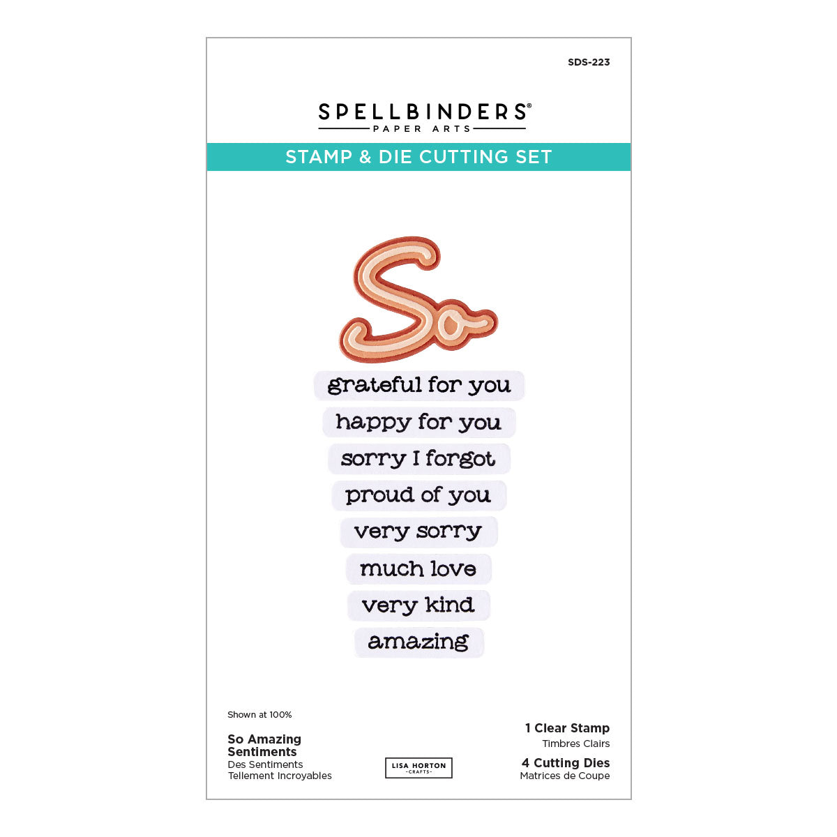 Spellbinders So Amazing Sentiments Clear Stamp & Die Set by Lisa Horton