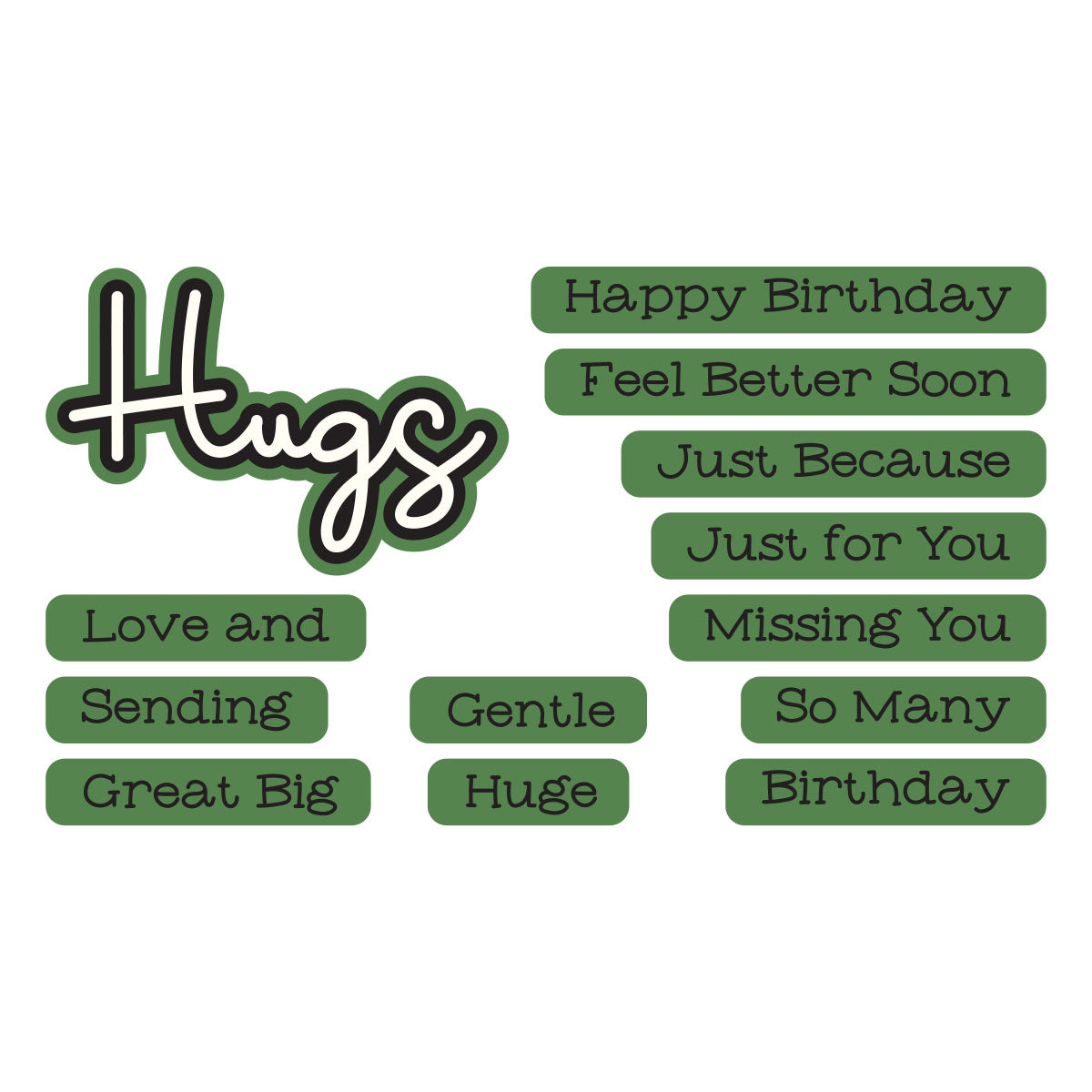 Spellbinders Love and Hugs Sentiments Clear Stamp & Die Set by Lisa Horton