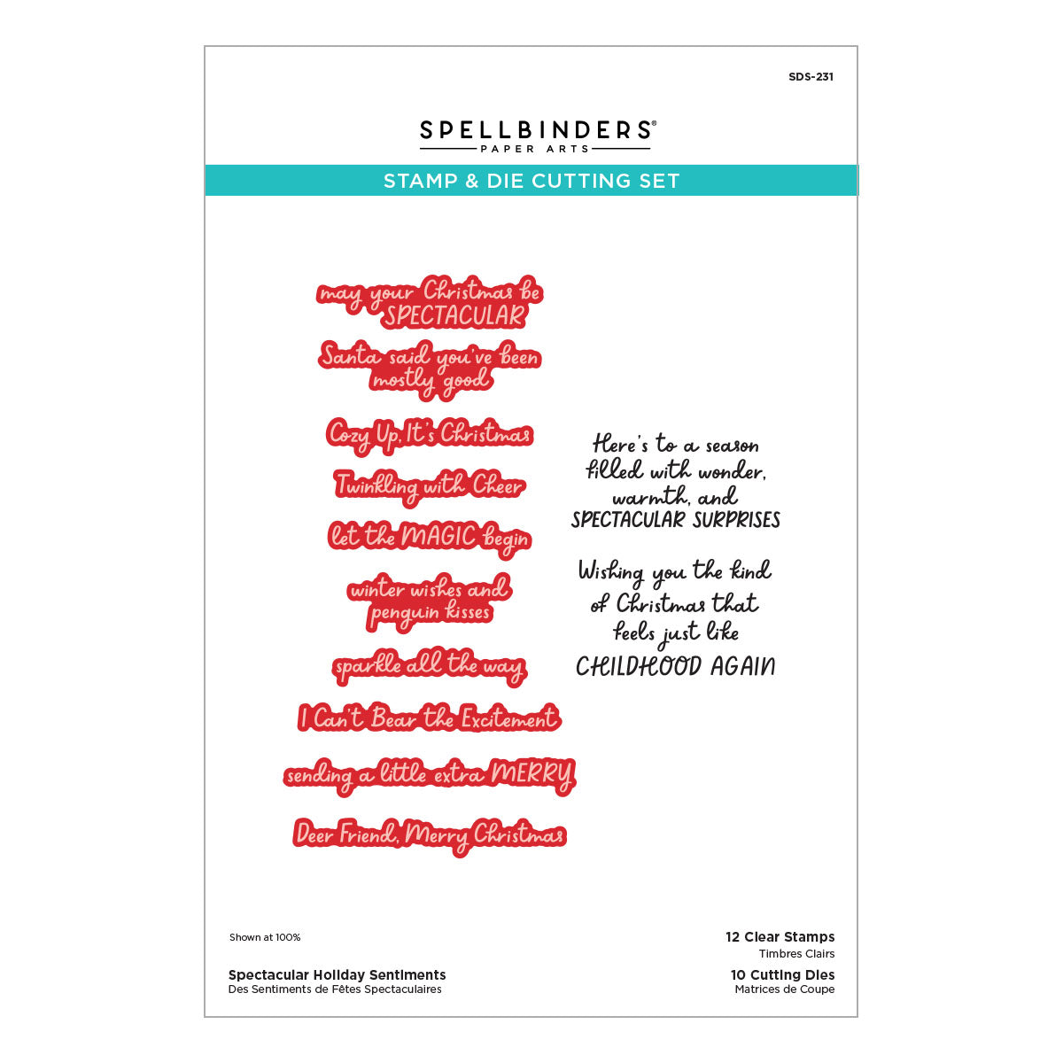 Spellbinders Spectacular Holiday Sentiments Stamp & Die Set - SDS-231