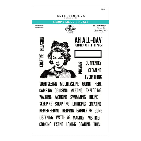 Spellbinders ING Words Stamp & Die Set by Esther Glas - SDS-232