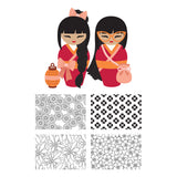 Spellbinders Autumn Kokeshi Dolls Stamp & Die Set by Alex Syberia
