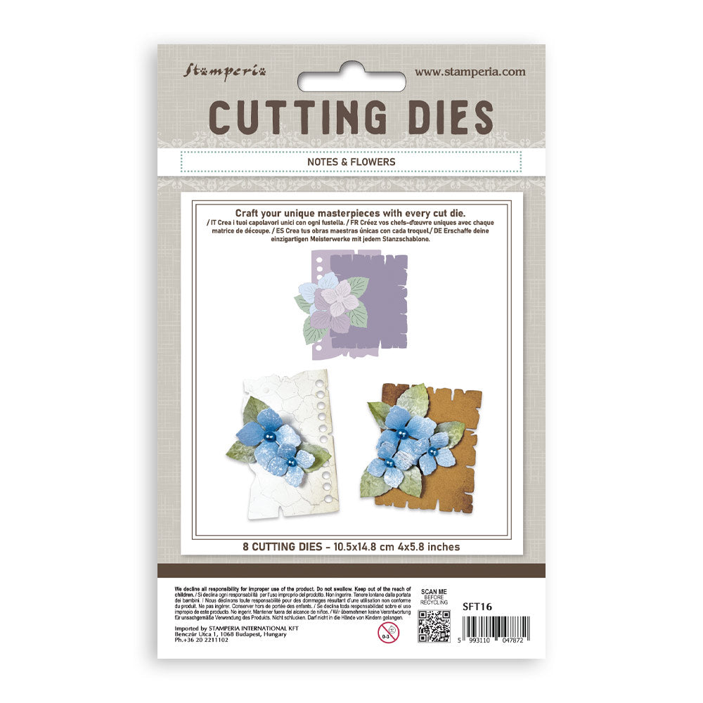 Stamperia Quiet Days A6 Cutting Dies Notes and Flowers (SFT16)