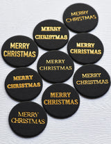 Memory Box ST013 Merry Christmas Foil Greetings Black Circle Tabs