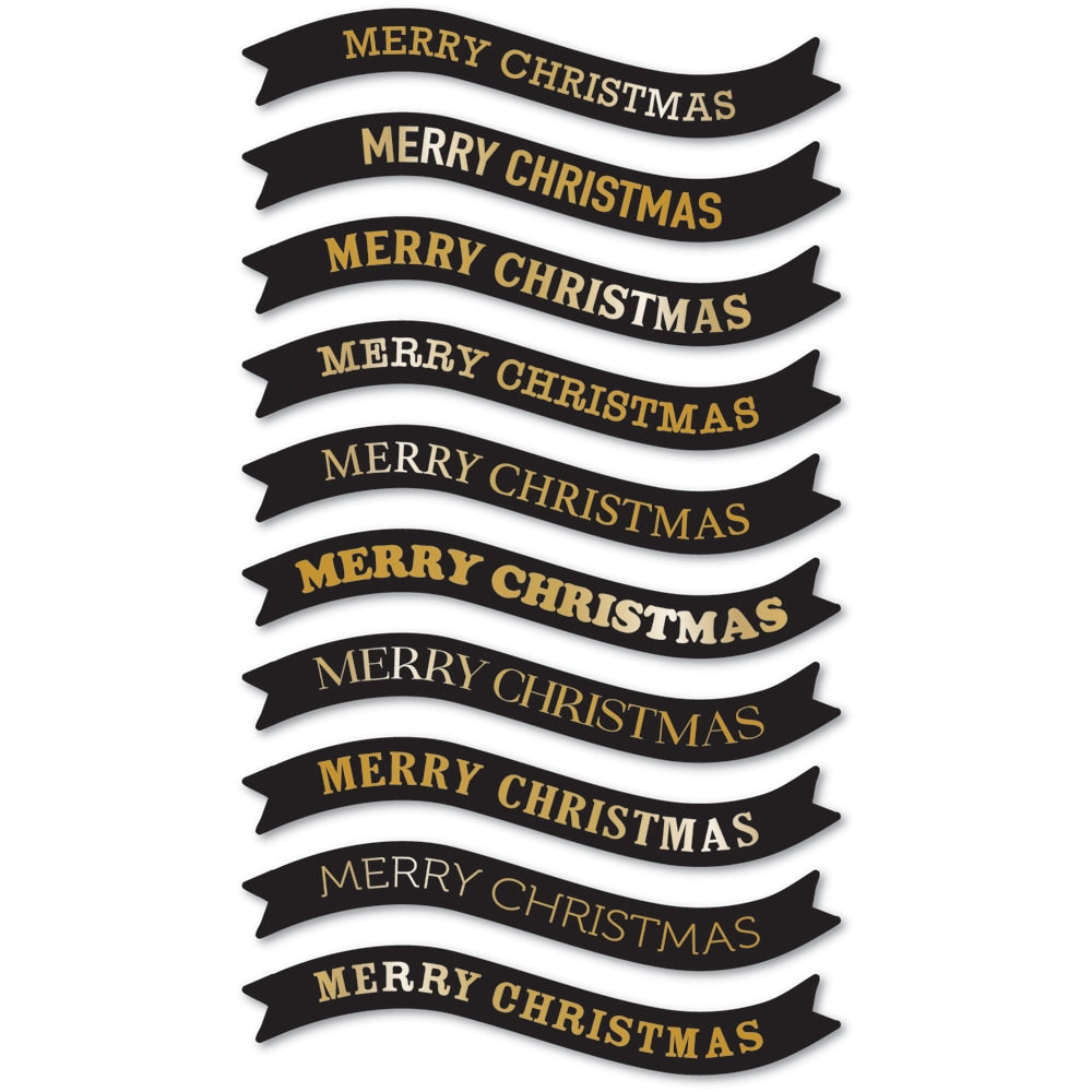 Memory Box ST015 Merry Christmas Foil Banners Black Tabs