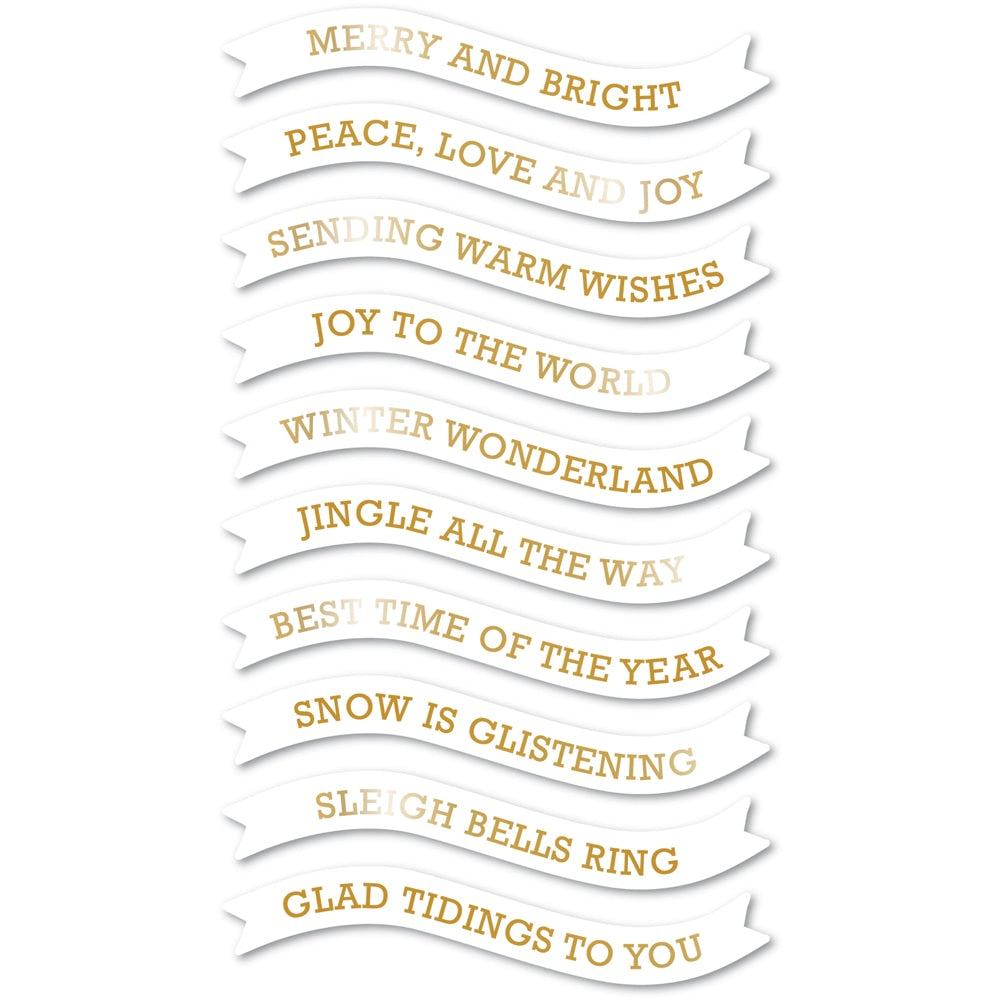 Memory Box ST016 Merry and Bright Foil Banners White Tabs