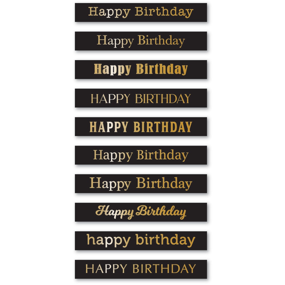 Memory Box ST025 Happy Birthday Foil Greetings Black Tabs