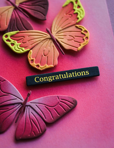 Memory Box ST029 Congratulations Foil Greetings Black Tabs