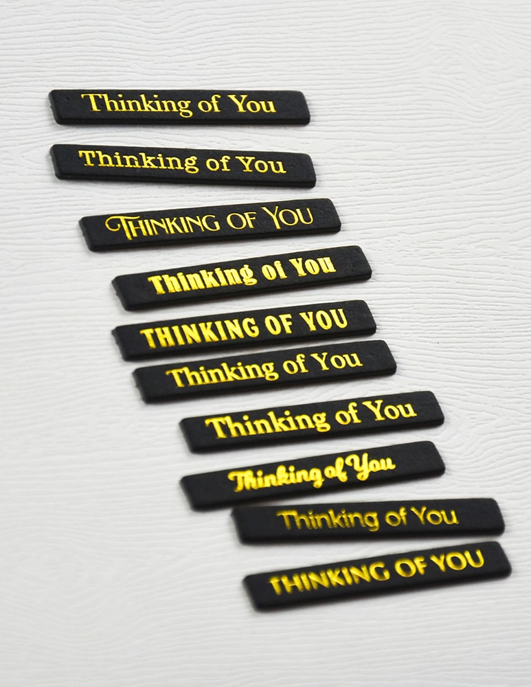 Memory Box ST031 Thinking of You Foil Greetings Black Tabs
