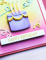 Memory Box ST032 Happy Birthday Foil Greetings Large White Tabs