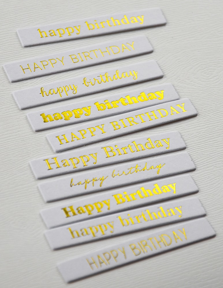 Memory Box ST032 Happy Birthday Foil Greetings Large White Tabs