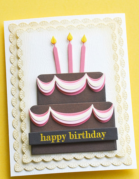 Memory Box ST033 Happy Birthday Foil Greetings Large Black Tabs