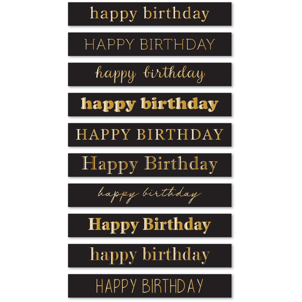 Memory Box ST033 Happy Birthday Foil Greetings Large Black Tabs