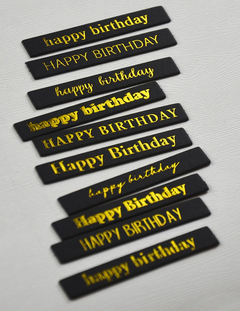 Memory Box ST033 Happy Birthday Foil Greetings Large Black Tabs
