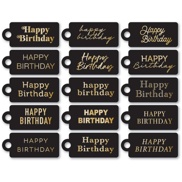 Memory Box Happy Birthday Foil Greeting Black Tags st039 – Auzz ...