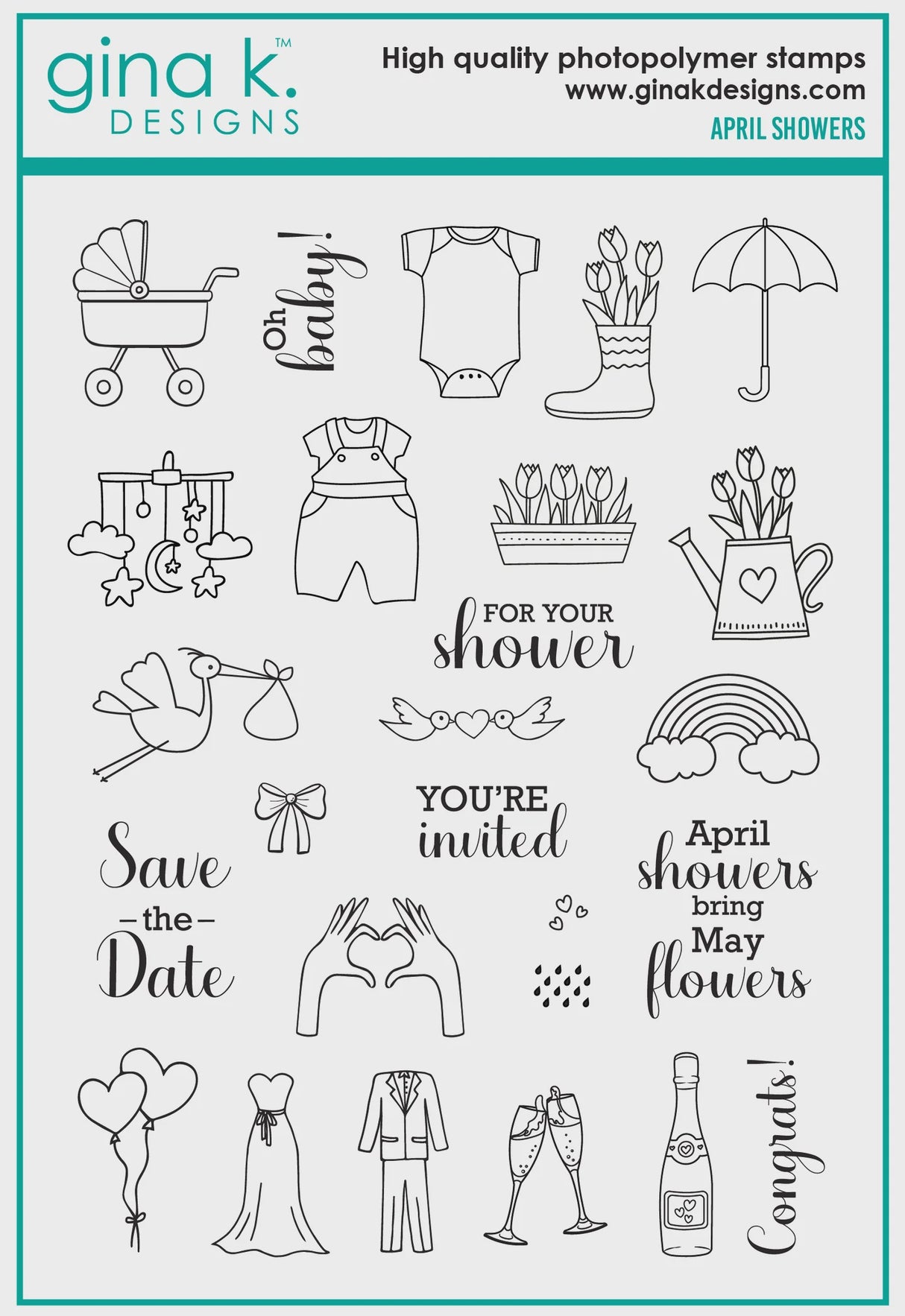 Gina K Designs STAMPS- April Showers