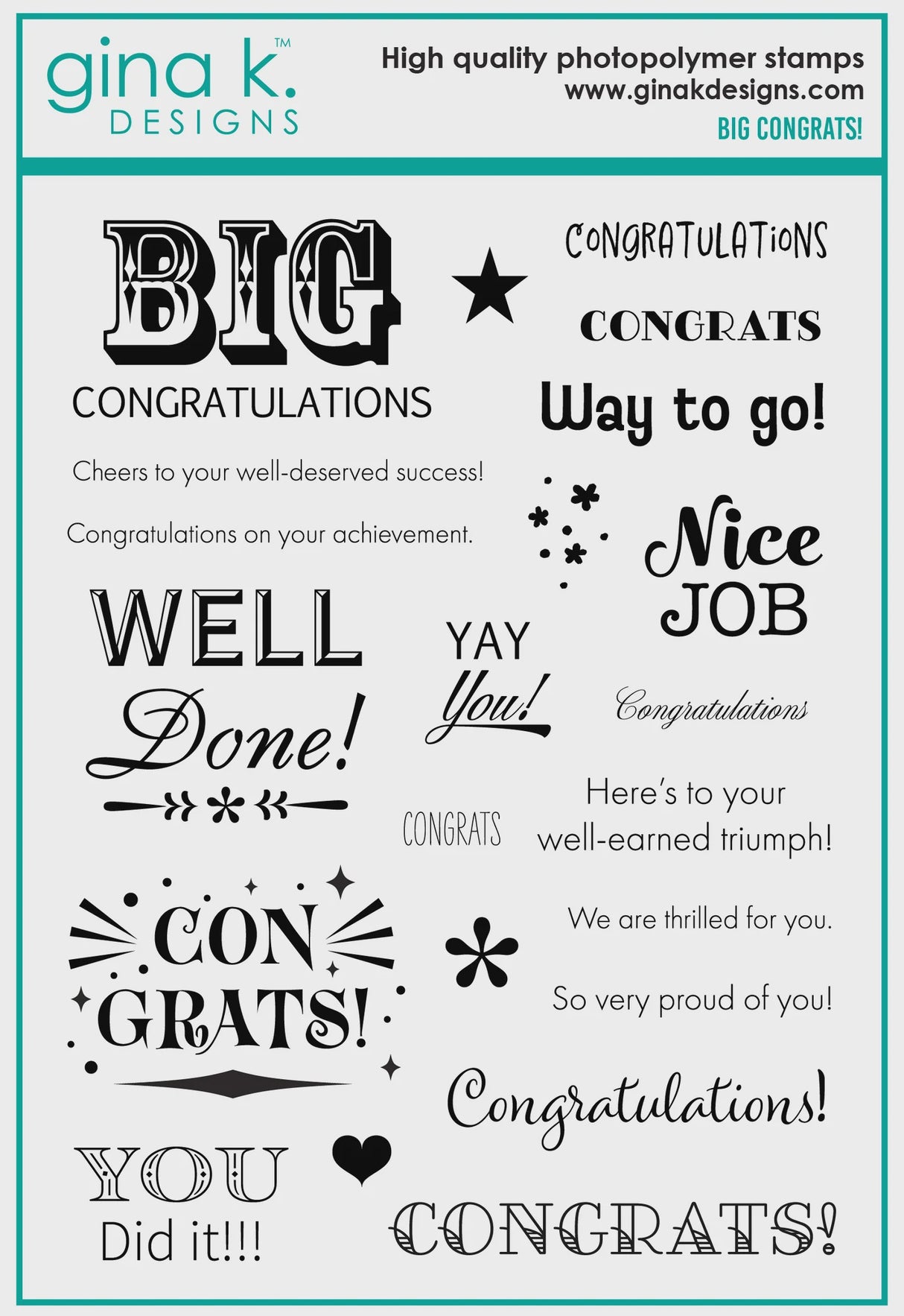 Gina K Designs STAMPS- Big Congrats