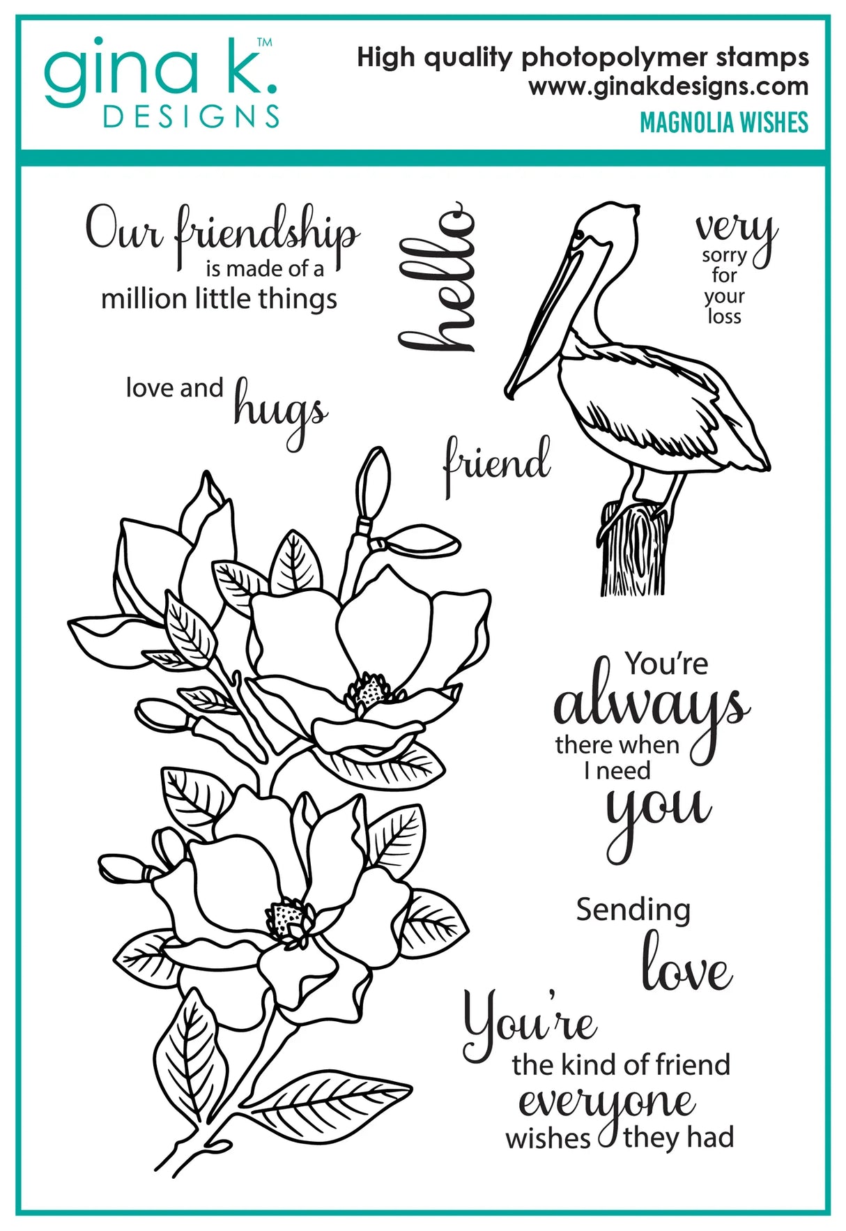 Gina K Designs STAMPS- Magnolia Wishes