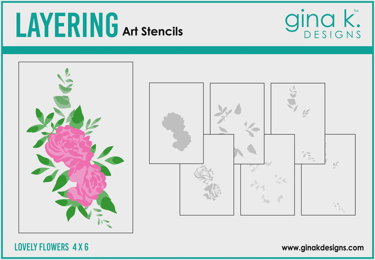 Gina K Designs STENCIL- Lovely Flowers