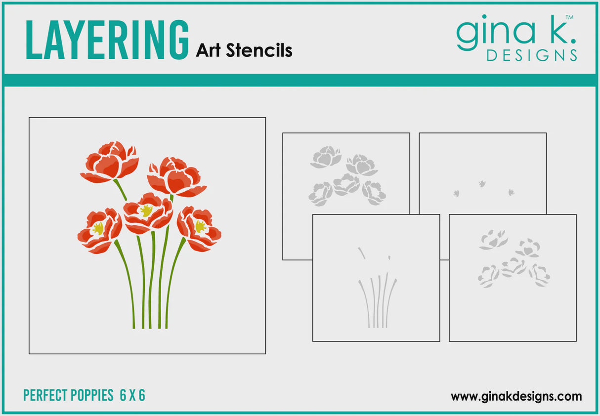 Gina K Designs STENCIL- Perfect Poppies