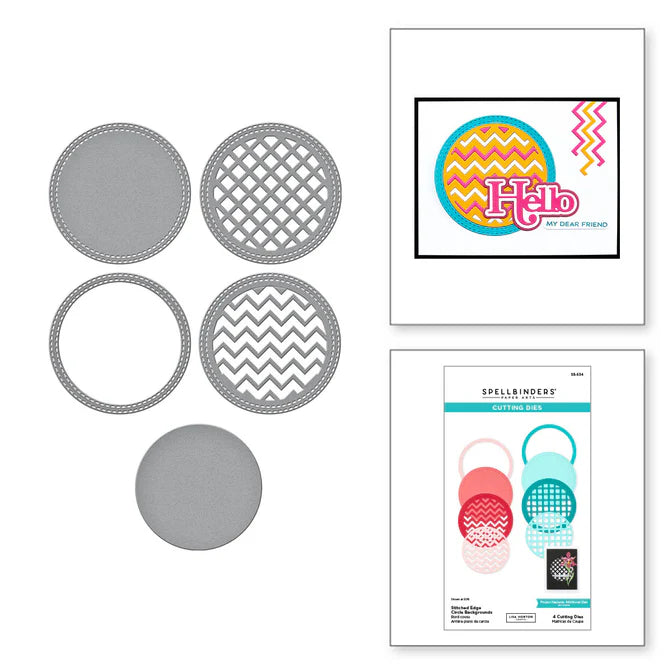 Spellbinders Stitched Edge Circle Backgrounds Etched Dies from the Spotlight Frames and Florals Collection by Lisa Horton