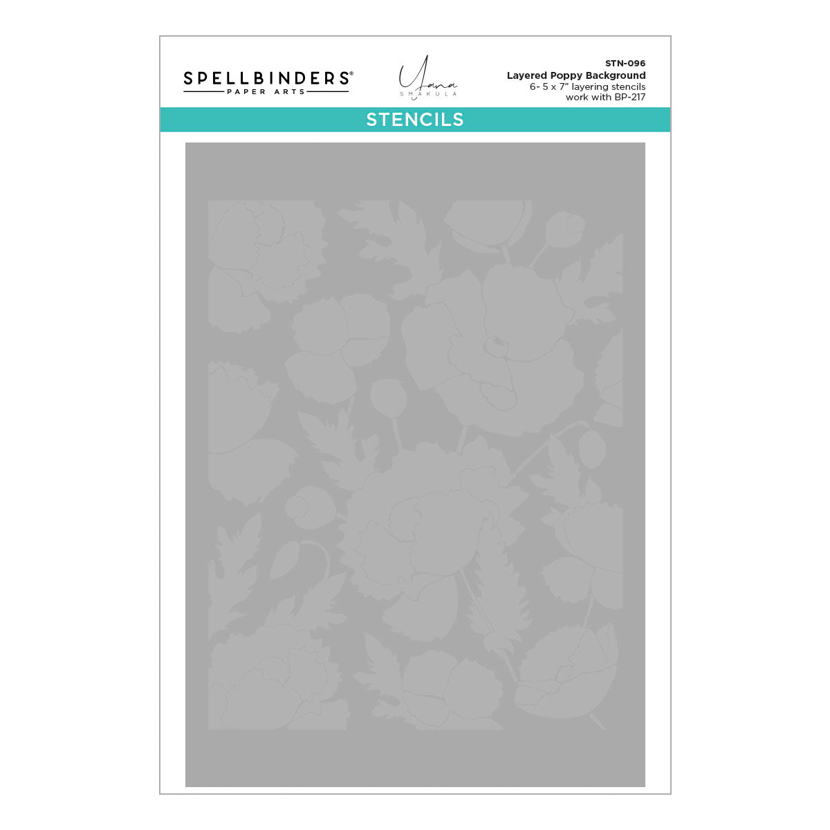 Spellbinders Poppy Background Press Plate & Stencil Bundle from the Yana's Poppies Collection by Yana Smakula