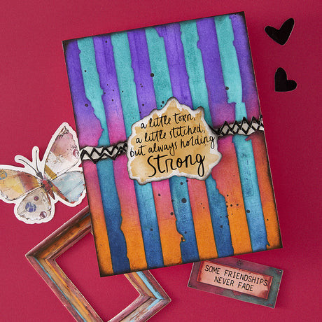 Spellbinders Tattered Stripes Stencils from the Beautifully Imperfect Collection