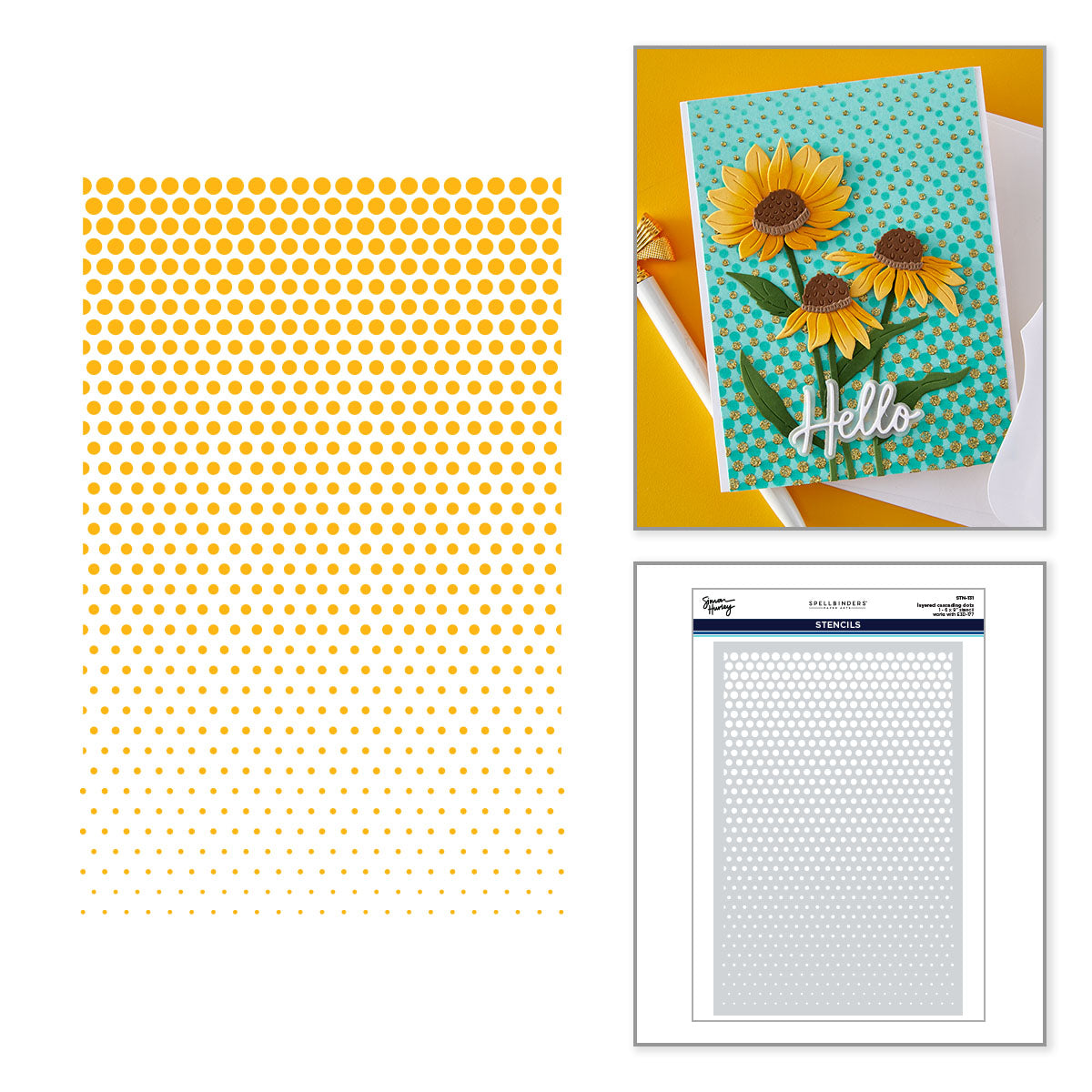 Spellbinders Layered Cascading Dots Stencil by Simon Hurley