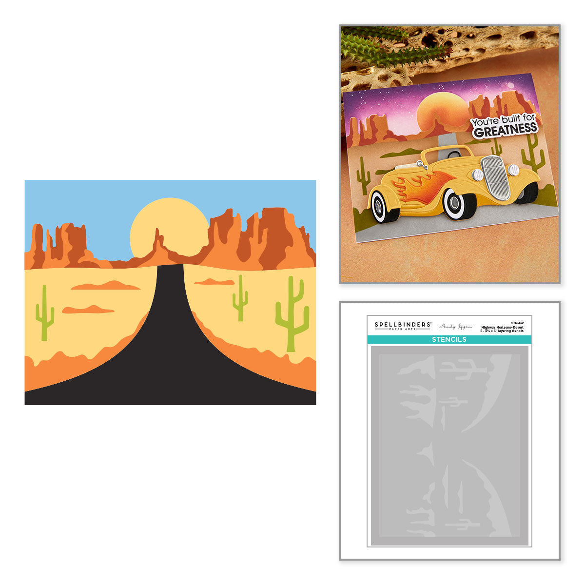 Spellbinders Highway Horizons - Desert Layered Stencils by Mindy Eggen