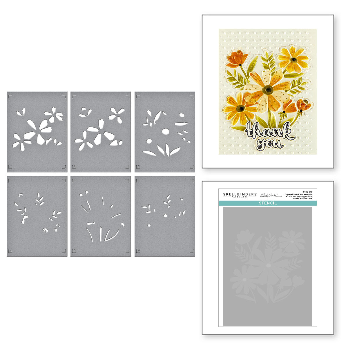 Spellbinders Thank You Bouquet 3D Folder and Stencil Bundle from the Tabbed Classics Collection by Wendy Vecchi