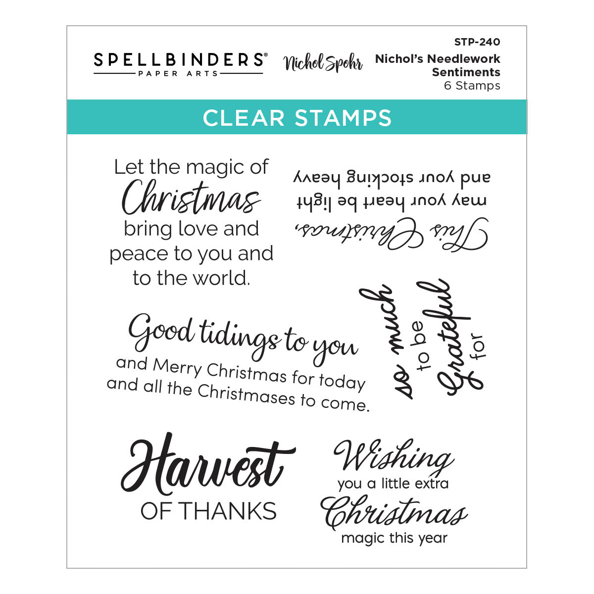 Spellbinders Nichol's Needlework Sentiments Clear Stamp Set from the Nichol's Needlework Collection by Nichol Spohr