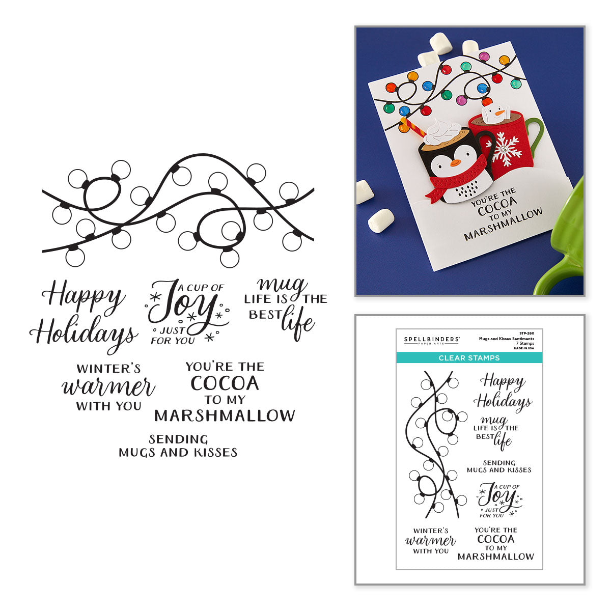 Spellbinders Mugs and Kisses Sentiments Clear Stamp Set - STP-260