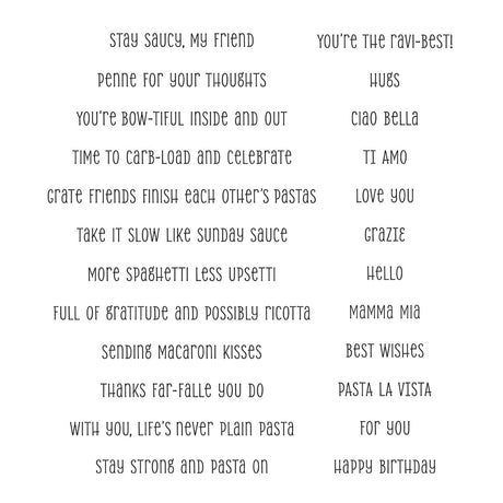 Spellbinders Stay Saucy Clear Stamp Set from the Buon Appetito Collection