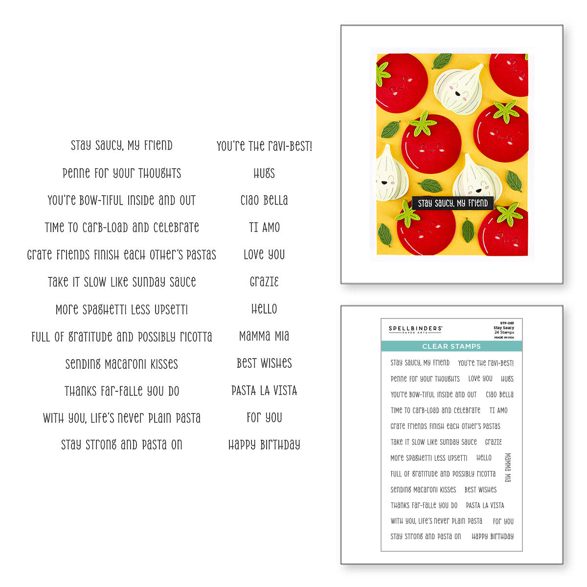 Spellbinders Stay Saucy Clear Stamp Set from the Buon Appetito Collection