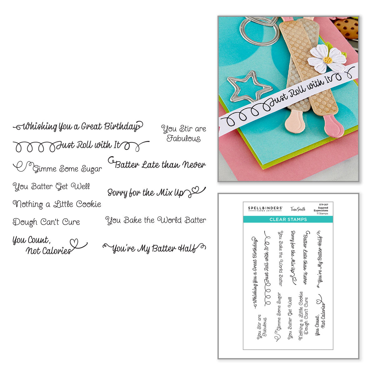 Spellbinders Sugared Expressions Clear Stamp Set (Tina Smith)