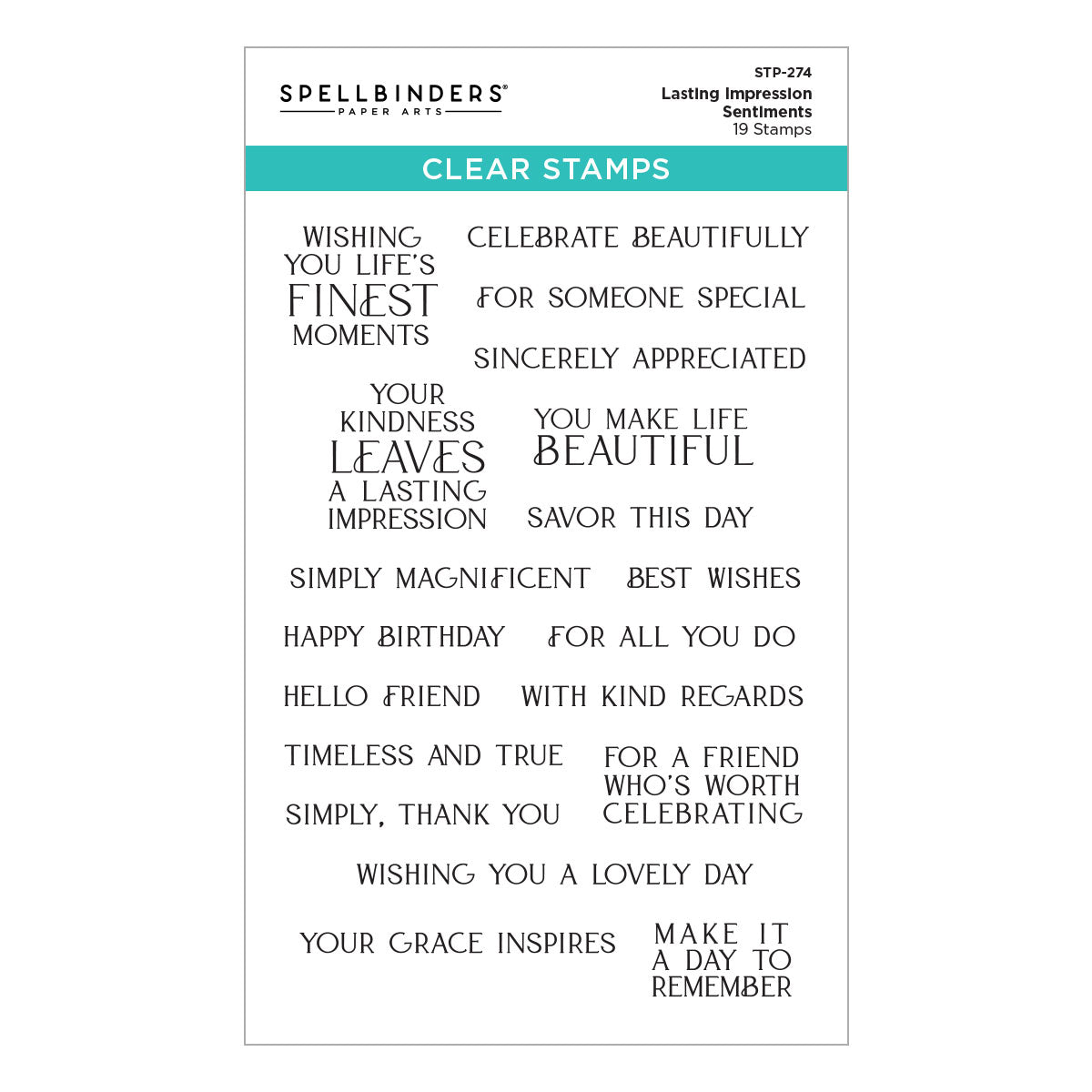 Spellbinders Lasting Impressions Clear Stamp Set