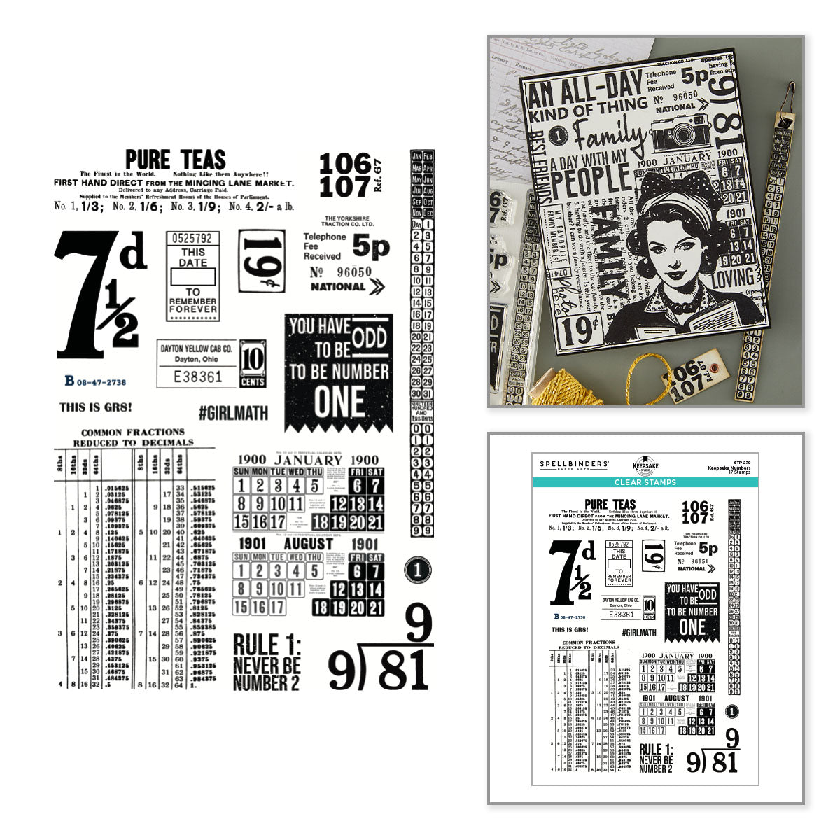 Spellbinders Keepsake Numbers Clear Stamp Set by Esther Glas