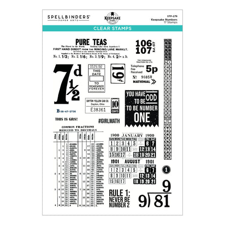 Spellbinders Keepsake Numbers Clear Stamp Set by Esther Glas