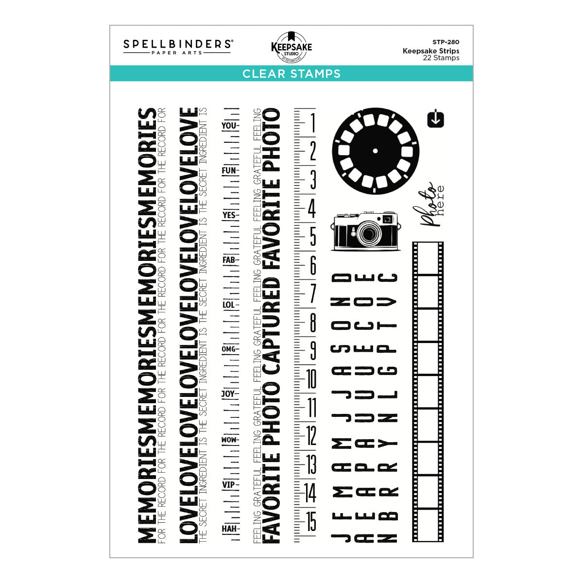 Spellbinders Keepsake Strips Clear Stamp Set by Esther Glas