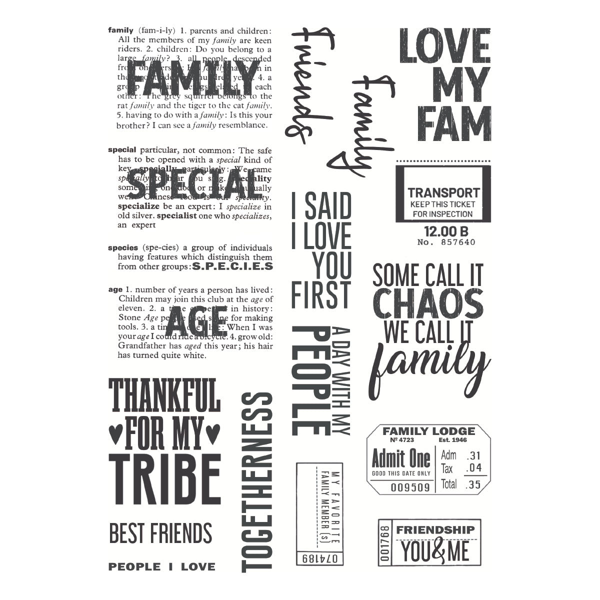Spellbinders Family & Friends Clear Stamp Set by Esther Glas