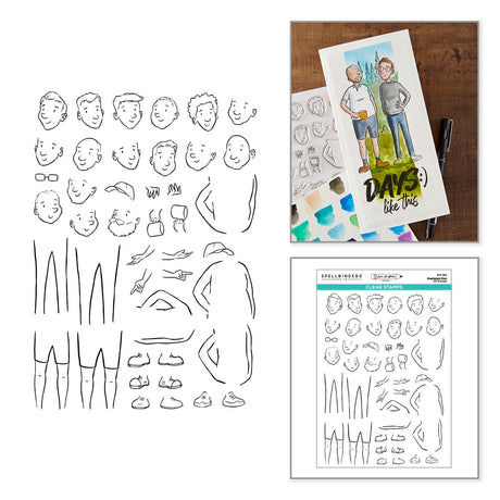 Spellbinders Illustrated Man Clear Stamp Set by Josh Griffiths Studio