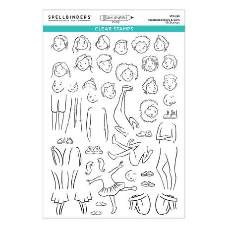 Spellbinders Illustrated Boys & Girls Clear Stamp Set by Josh Griffiths Studio