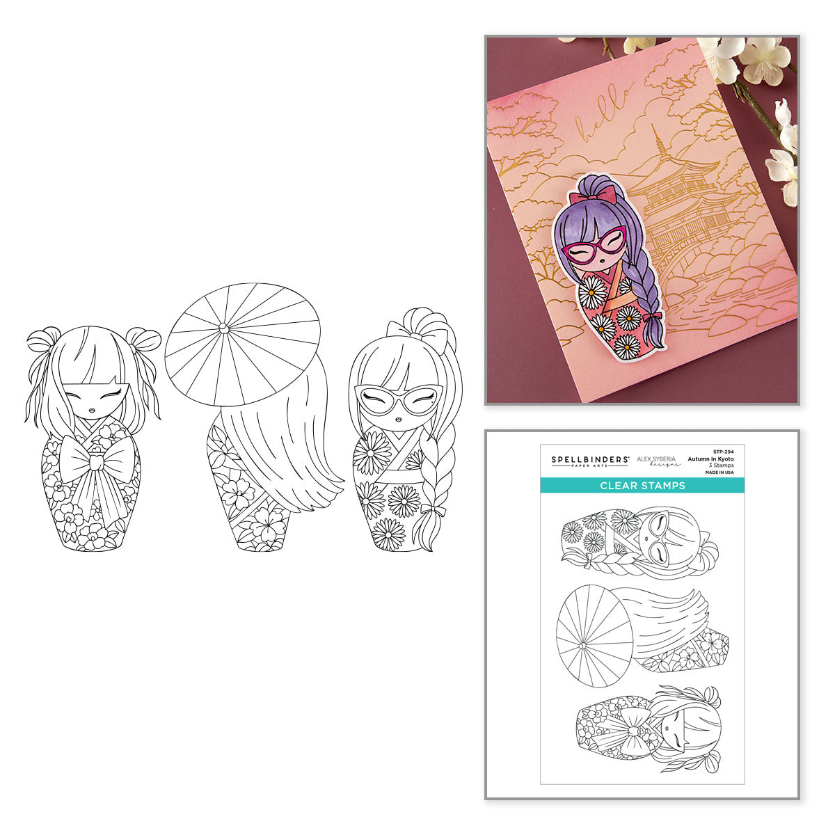 Spellbinders Autumn in Kyoto Clear Stamp Set by Alex Syberia