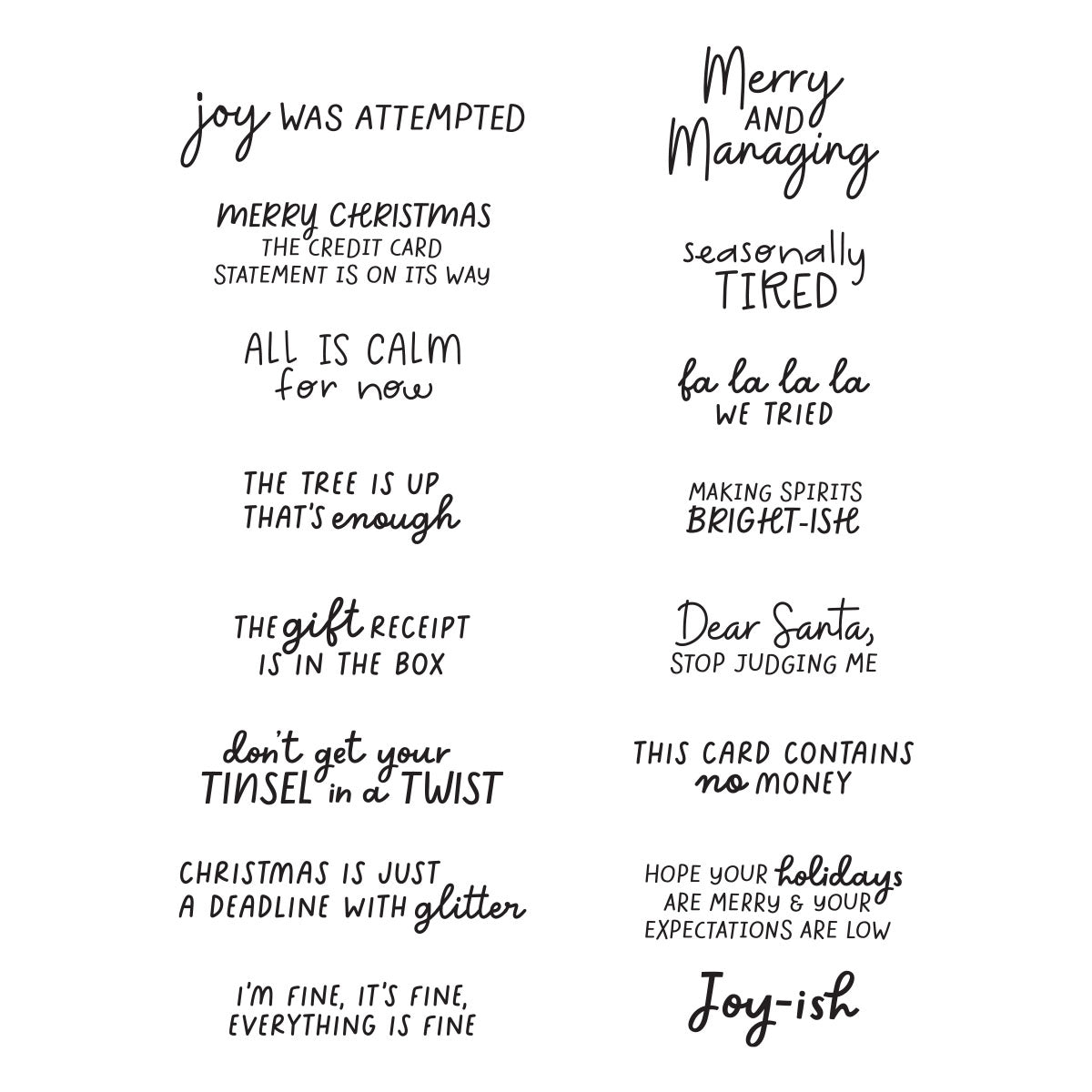 Spellbinders Joy-ish Sentiments Clear Stamp Set