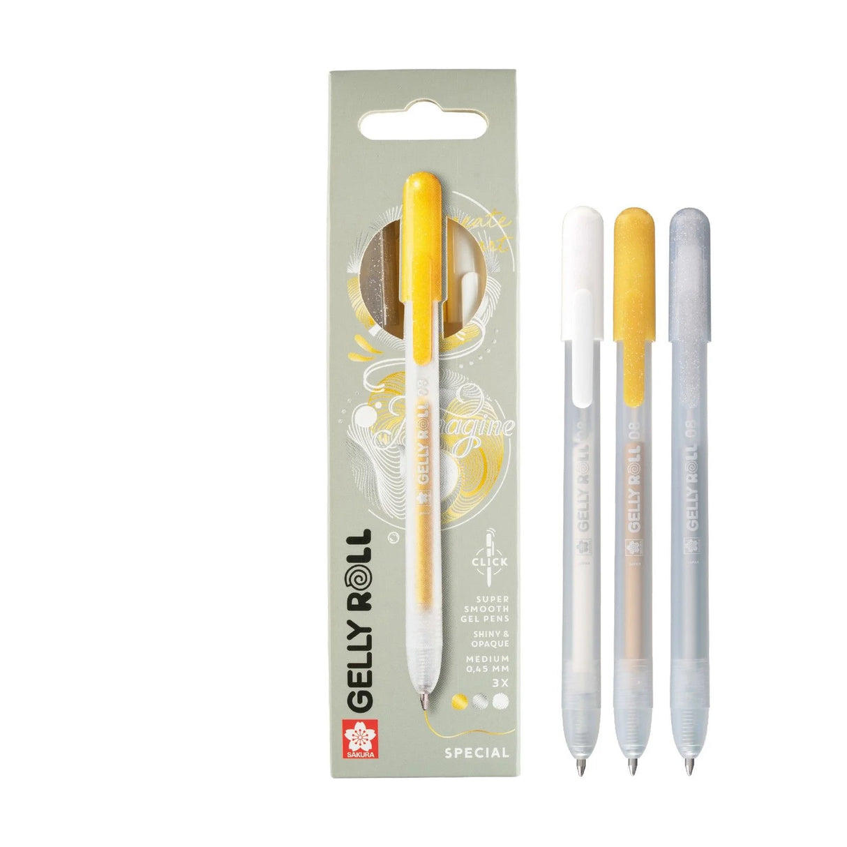 Sakura Gelly Roll Retractable Special Mix  Set Silver Gold White 3pcs