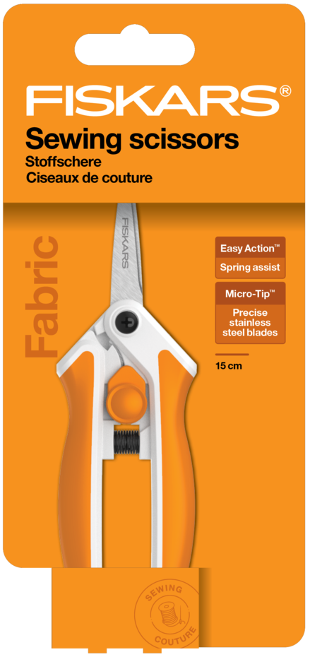 Fiskars Scissors Fabric Sewing Easy Action Micro-Tip 15cm (1070029)