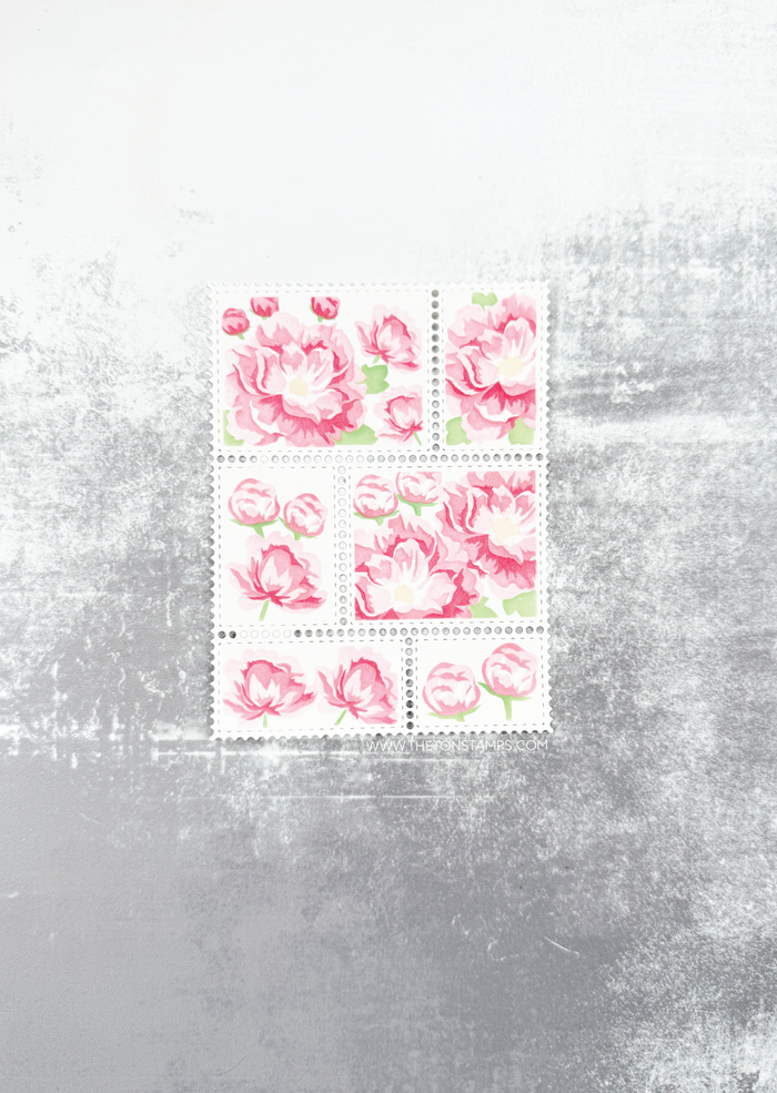 The Ton Stamps Postage: Peony Fields Layering Stencils