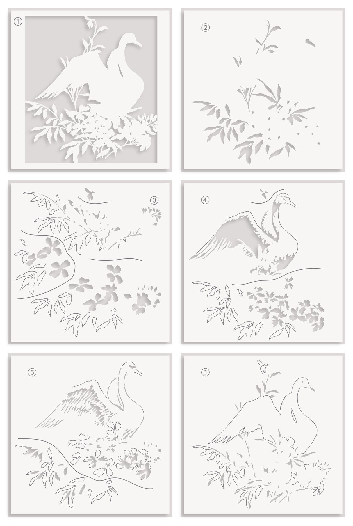 Altenew Stencil Art: Swan Serenade Layering Stencil Set (6 in 1)