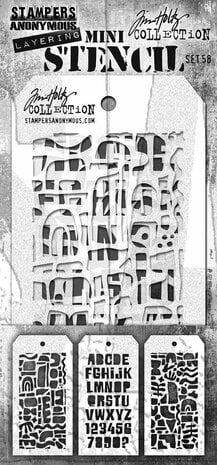 Stampers Anonymous Set #58 Tim Holtz Layering Mini Stencil (3pcs) (MST058)