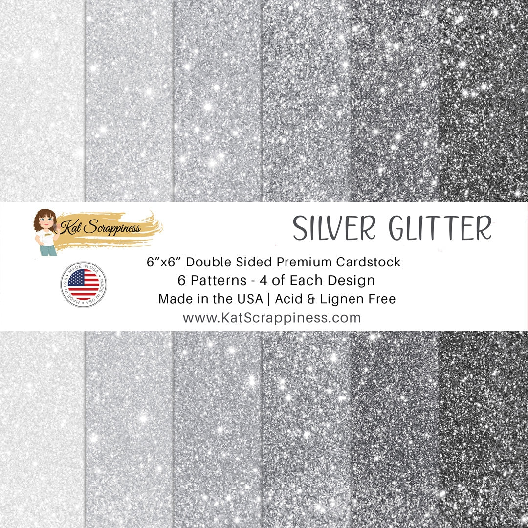 Kat Scrappiness Silver Faux Glitter 6x6 Paper Pad