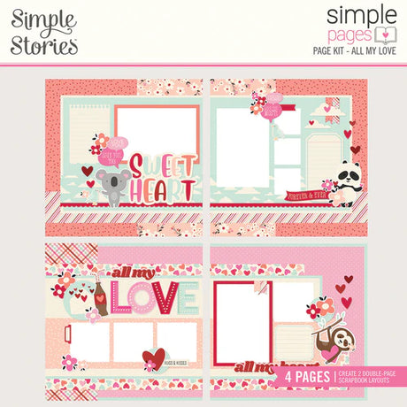 Simple Stories Lots of Love card kit and All my love page kit Bundle